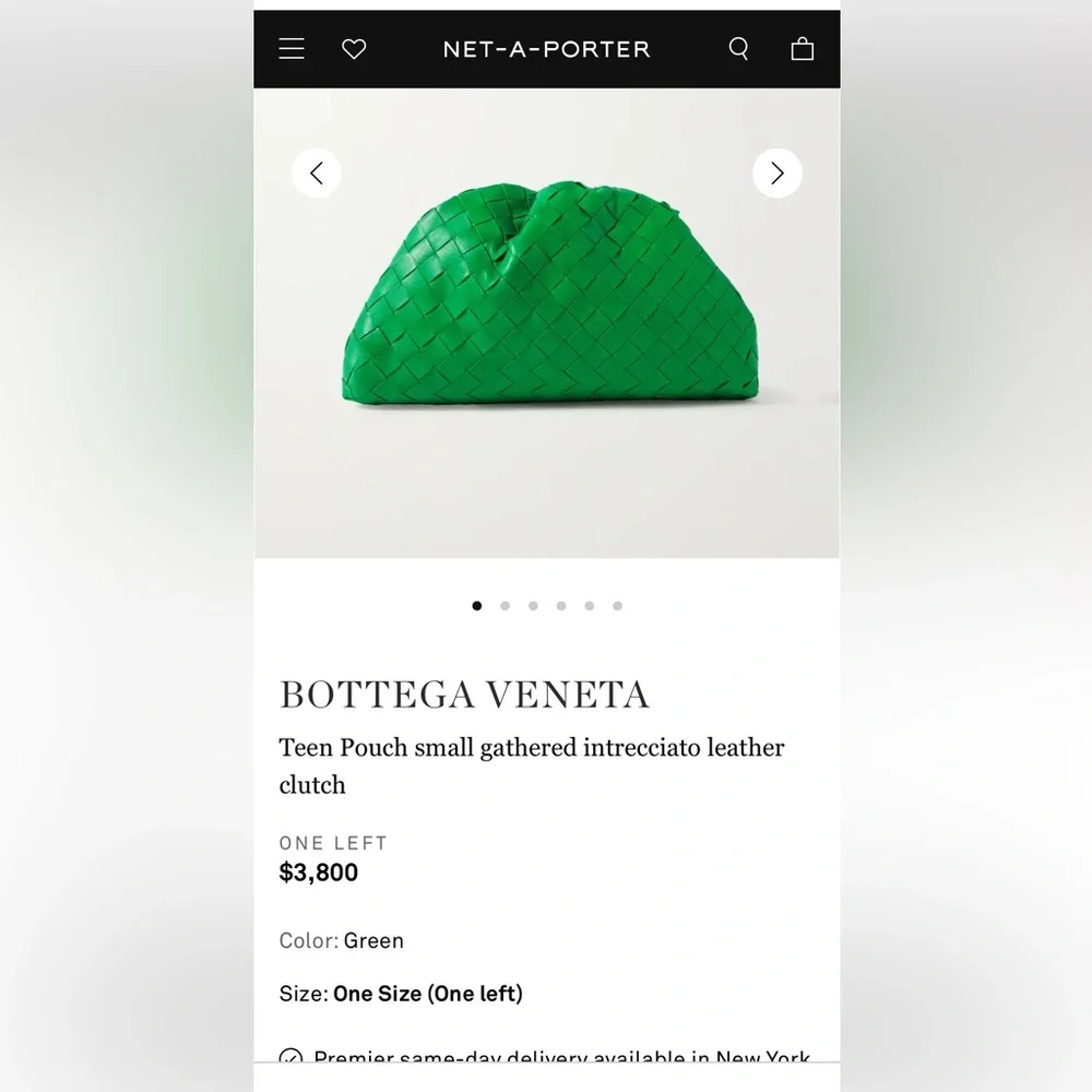 Brand NWT Bottega Veneta Teen Intrecciato Leather Pouch/Clutch in Parakeet Color - Picture 12 of 14